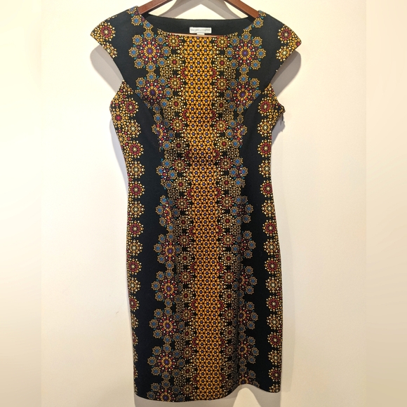 New York & Company faux fractal pattern, tailored midi dress, size medium - Picture 7 of 8